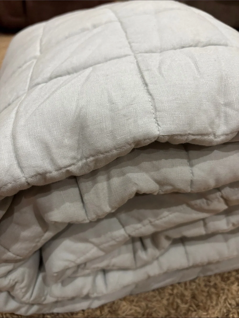 Quince European Linen Box Quilt Full/Queen Mist